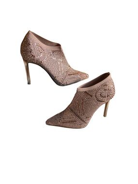 NWOT Thalia Sodi Rhinestone Karmen Ankle Booties, Pink Stiletto Heel. Sz 7